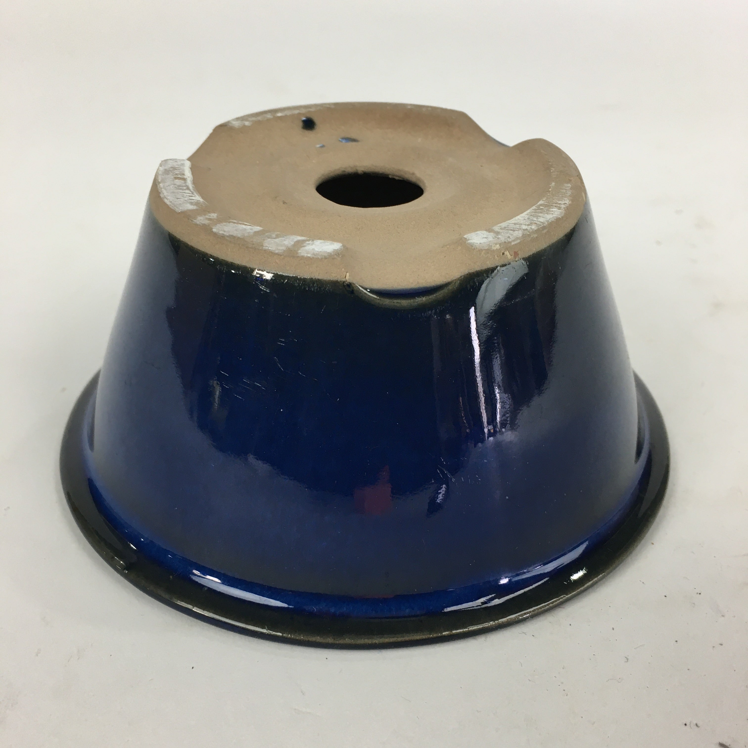 Japanese Ceramic Small Bonsai Pot Vtg Pottery House Plant Flower Pot Blue PP843