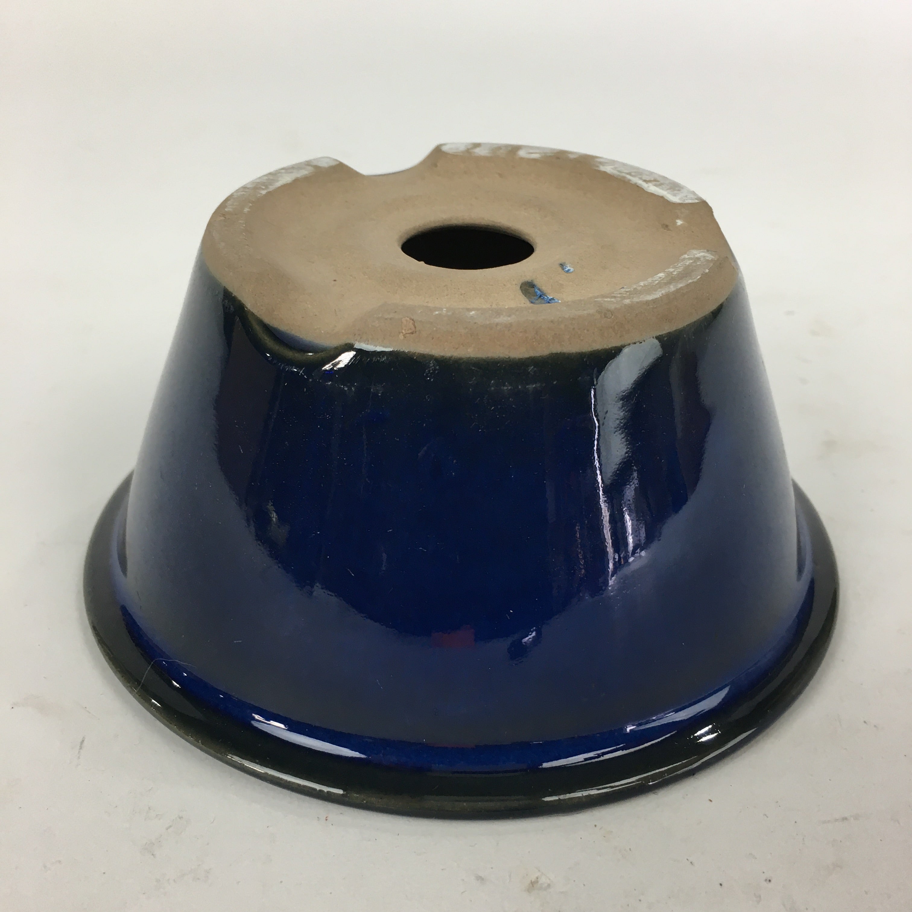 Japanese Ceramic Small Bonsai Pot Vtg Pottery House Plant Flower Pot Blue PP843