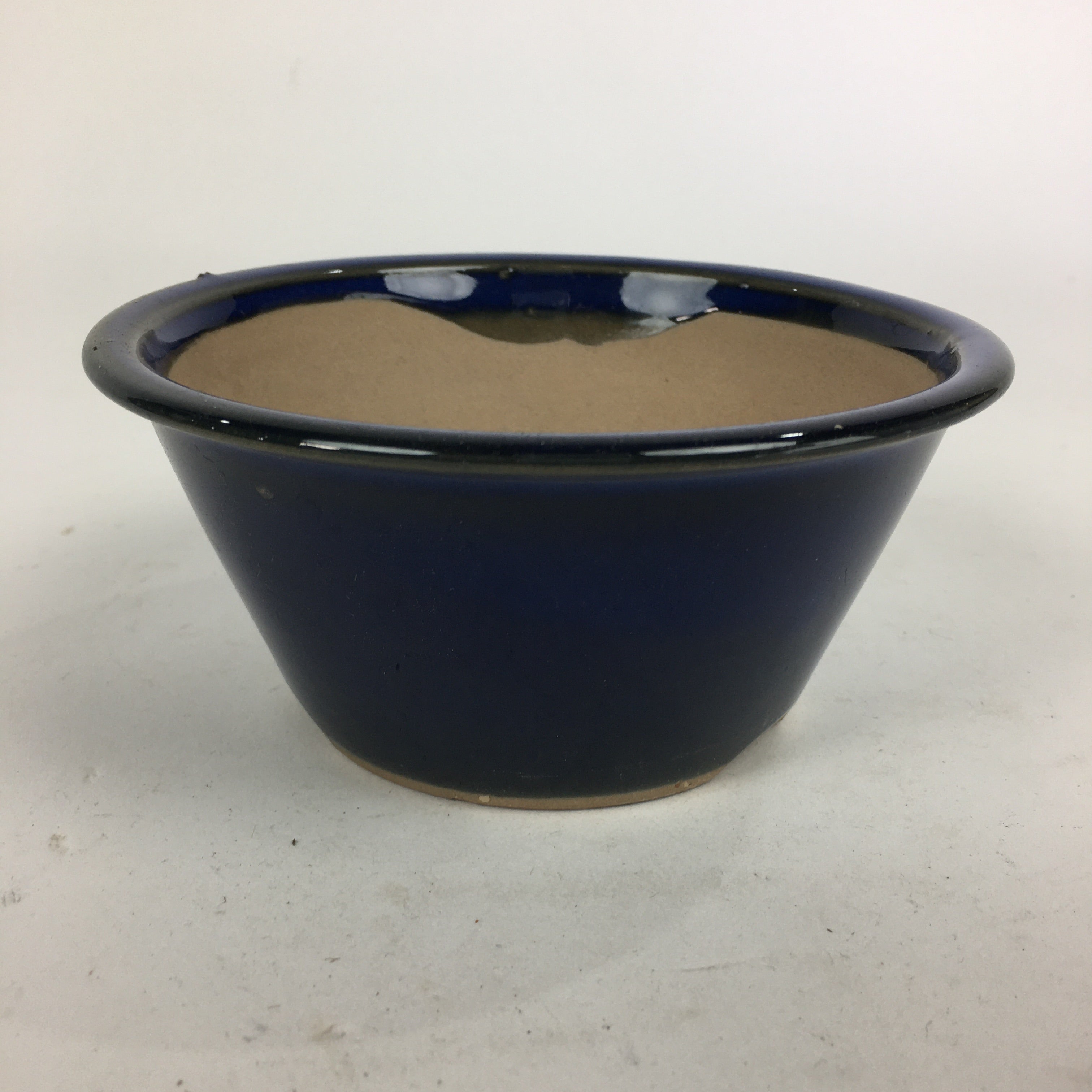 Japanese Ceramic Small Bonsai Pot Vtg Pottery House Plant Flower Pot Blue PP843