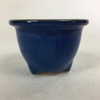 Japanese Ceramic Small Bonsai Pot Vtg Pottery House Plant Flower Pot Blue PP844