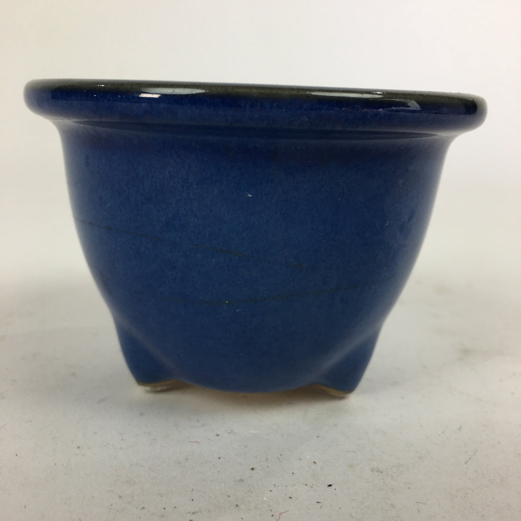 Japanese Ceramic Small Bonsai Pot Vtg Pottery House Plant Flower Pot Blue PP844