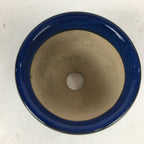 Japanese Ceramic Small Bonsai Pot Vtg Pottery House Plant Flower Pot Blue PP844