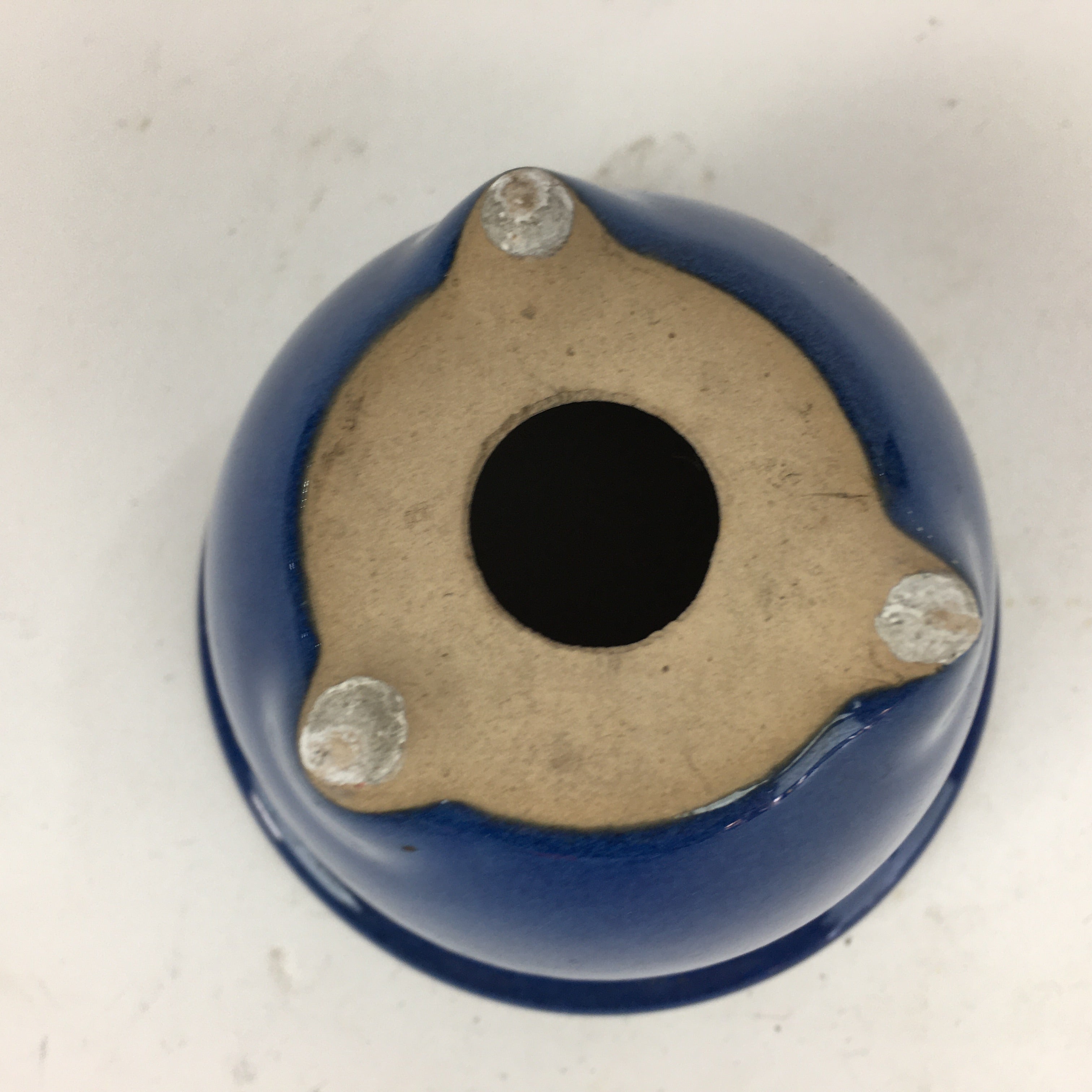 Japanese Ceramic Small Bonsai Pot Vtg Pottery House Plant Flower Pot Blue PP844