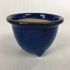 Japanese Ceramic Small Bonsai Pot Vtg Pottery House Plant Flower Pot Blue PP844
