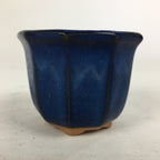 Japanese Ceramic Small Bonsai Pot Vtg Pottery House Plant Flower Pot Blue PP845
