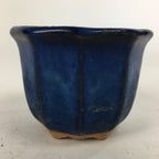 Japanese Ceramic Small Bonsai Pot Vtg Pottery House Plant Flower Pot Blue PP845