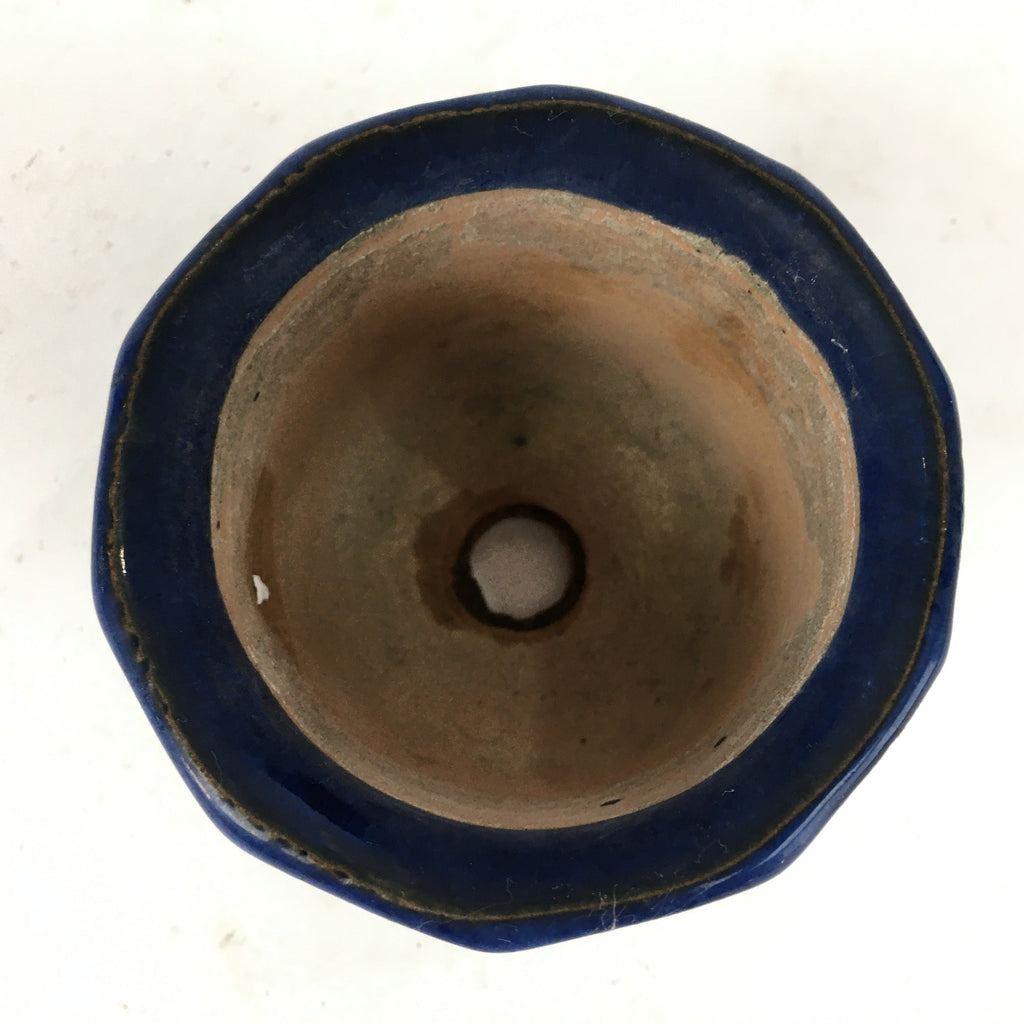 Japanese Ceramic Small Bonsai Pot Vtg Pottery House Plant Flower Pot Blue PP845
