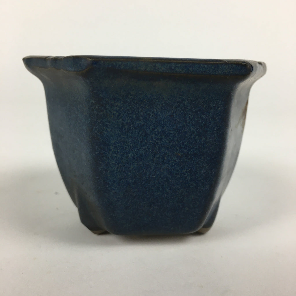 Japanese Ceramic Small Bonsai Pot Vtg Pottery House Plant Flower Pot Blue PP872