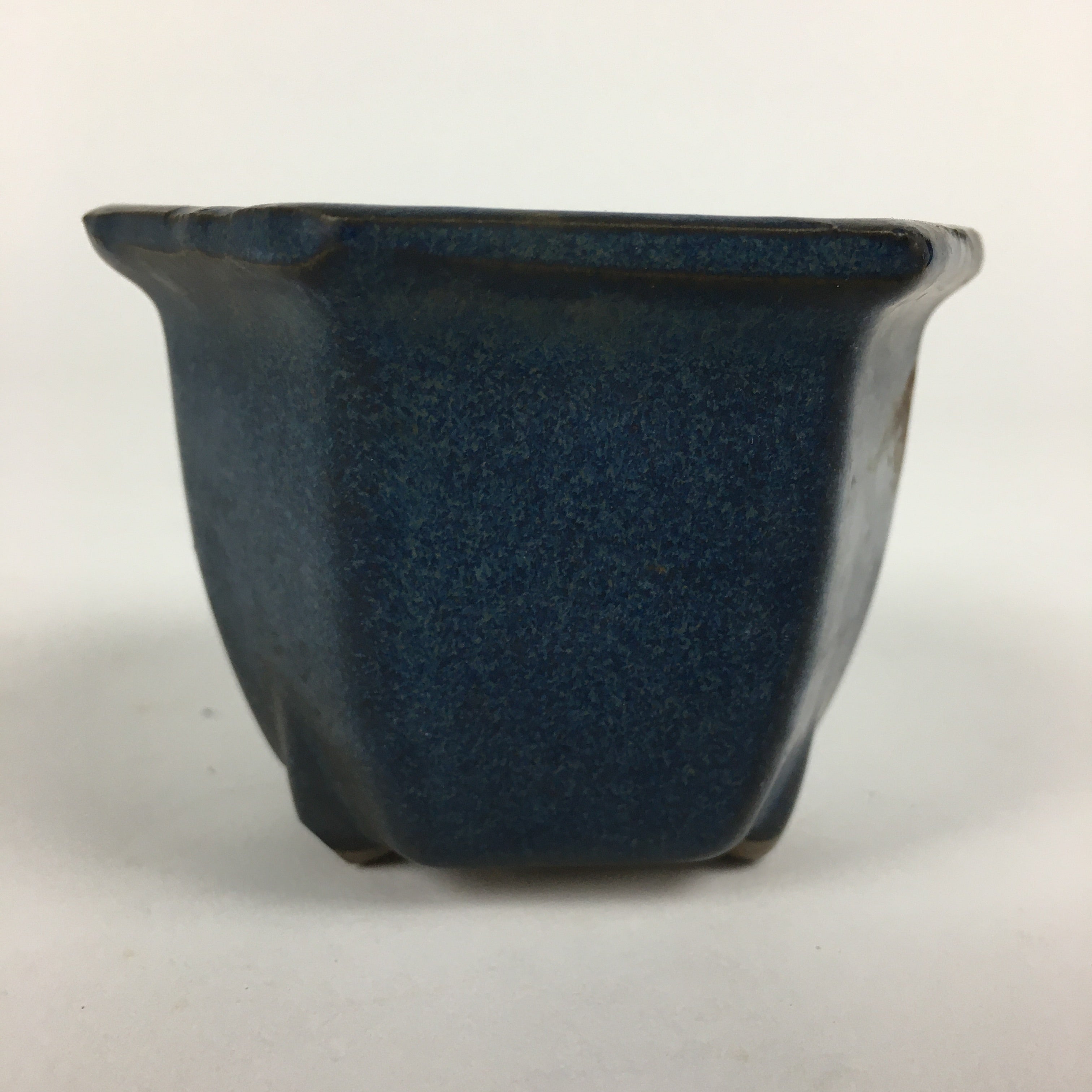 Japanese Ceramic Small Bonsai Pot Vtg Pottery House Plant Flower Pot Blue PP872