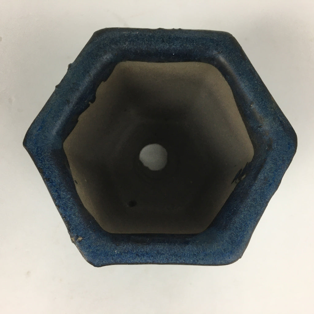 Japanese Ceramic Small Bonsai Pot Vtg Pottery House Plant Flower Pot Blue PP872