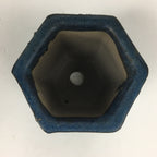 Japanese Ceramic Small Bonsai Pot Vtg Pottery House Plant Flower Pot Blue PP872