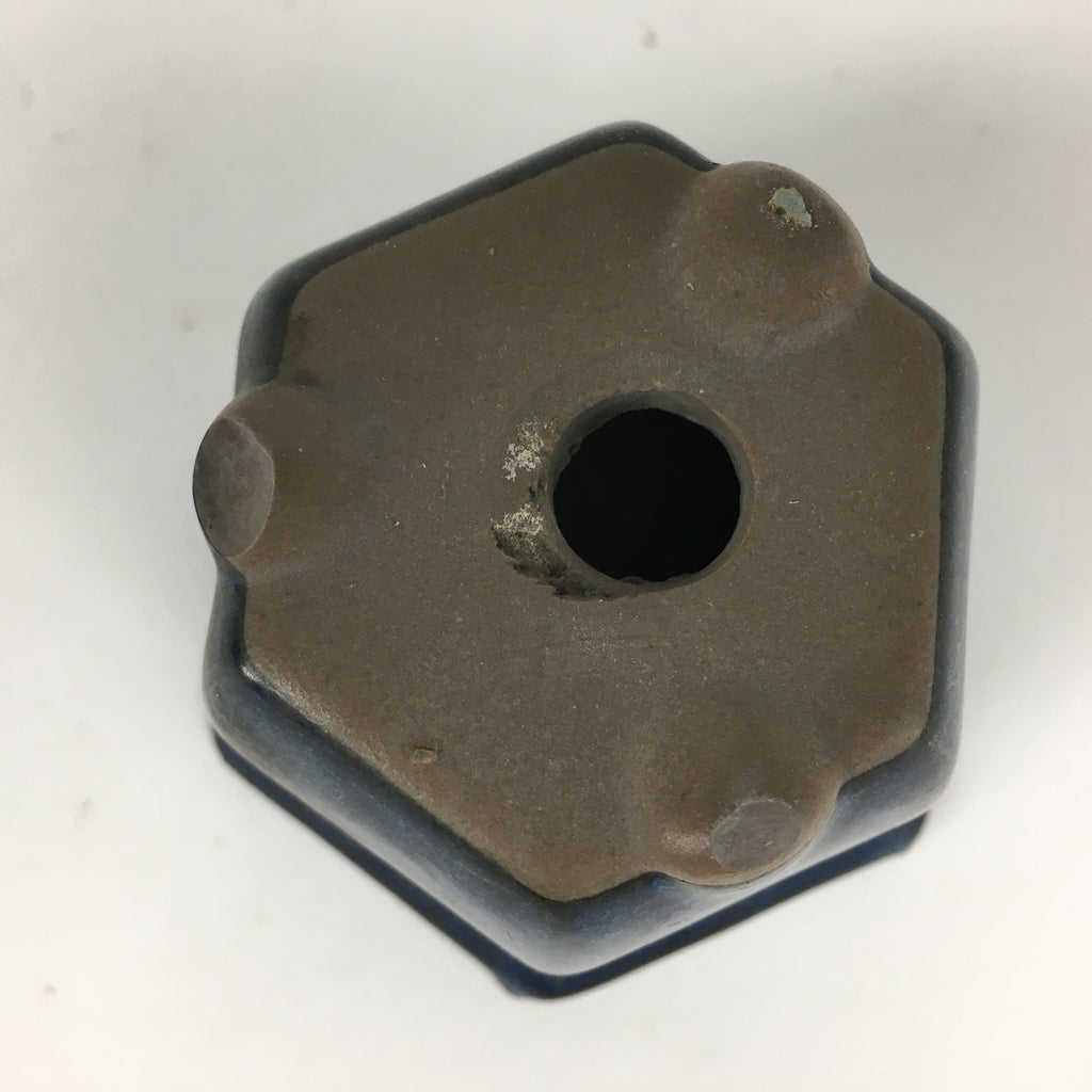 Japanese Ceramic Small Bonsai Pot Vtg Pottery House Plant Flower Pot Blue PP872