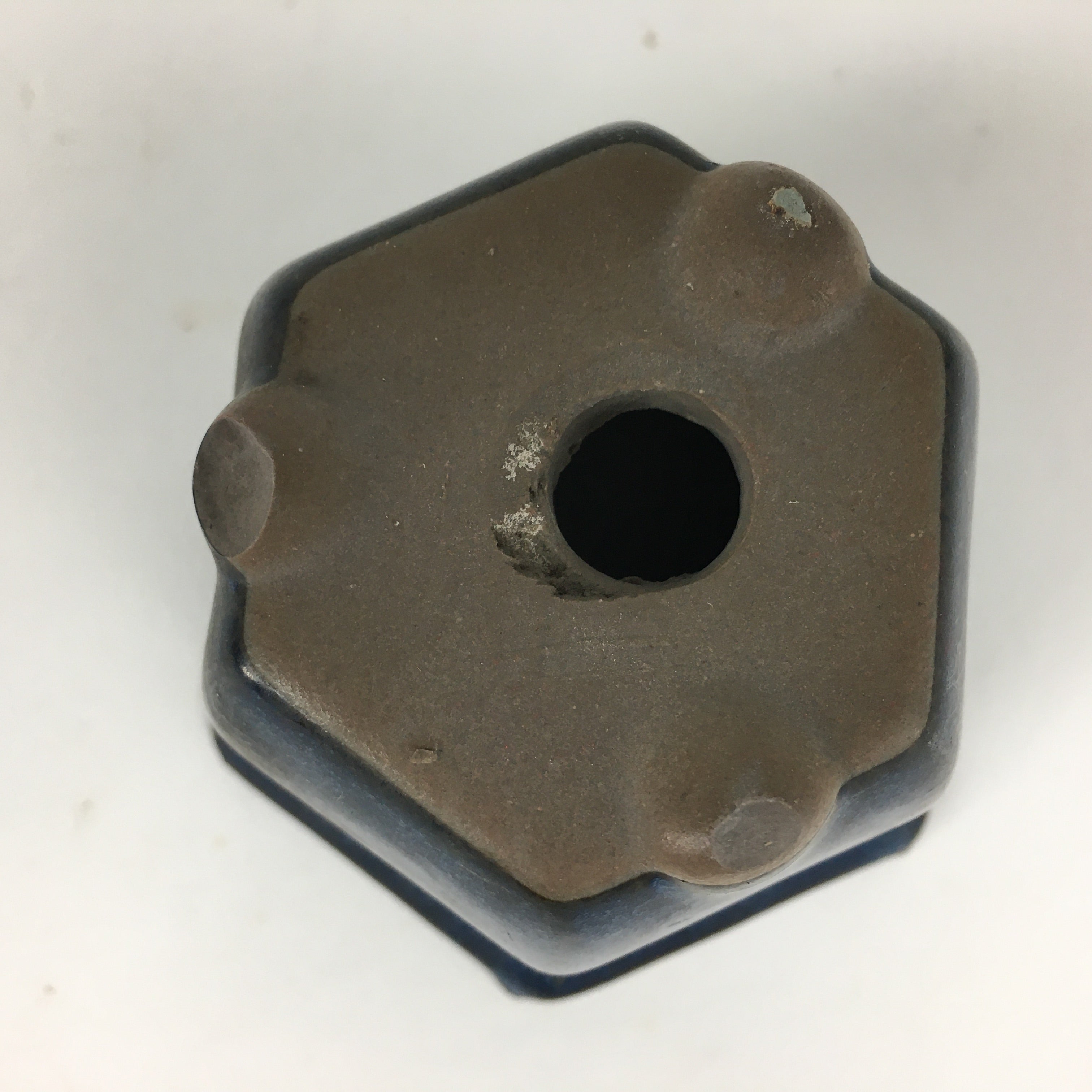 Japanese Ceramic Small Bonsai Pot Vtg Pottery House Plant Flower Pot Blue PP872
