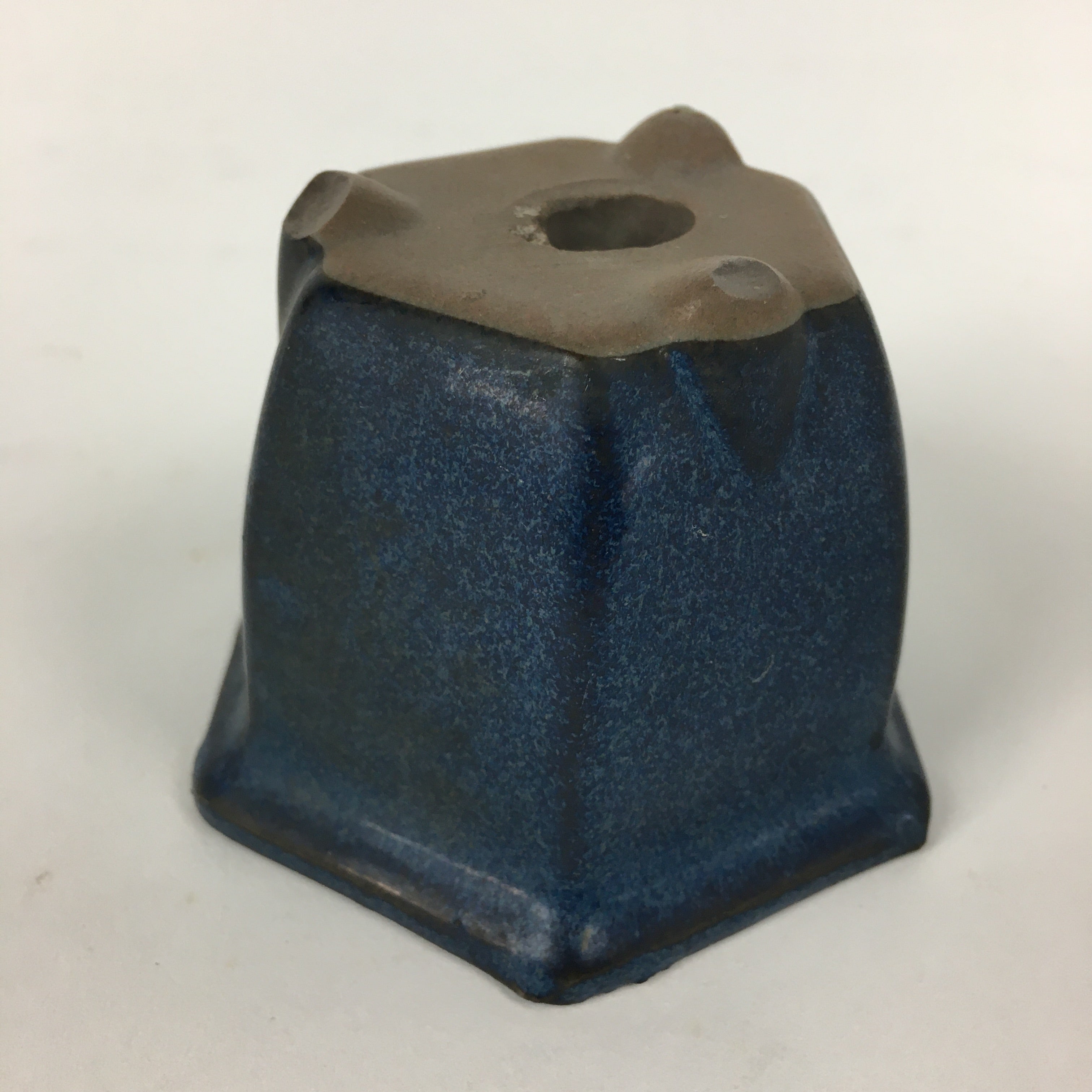 Japanese Ceramic Small Bonsai Pot Vtg Pottery House Plant Flower Pot Blue PP872