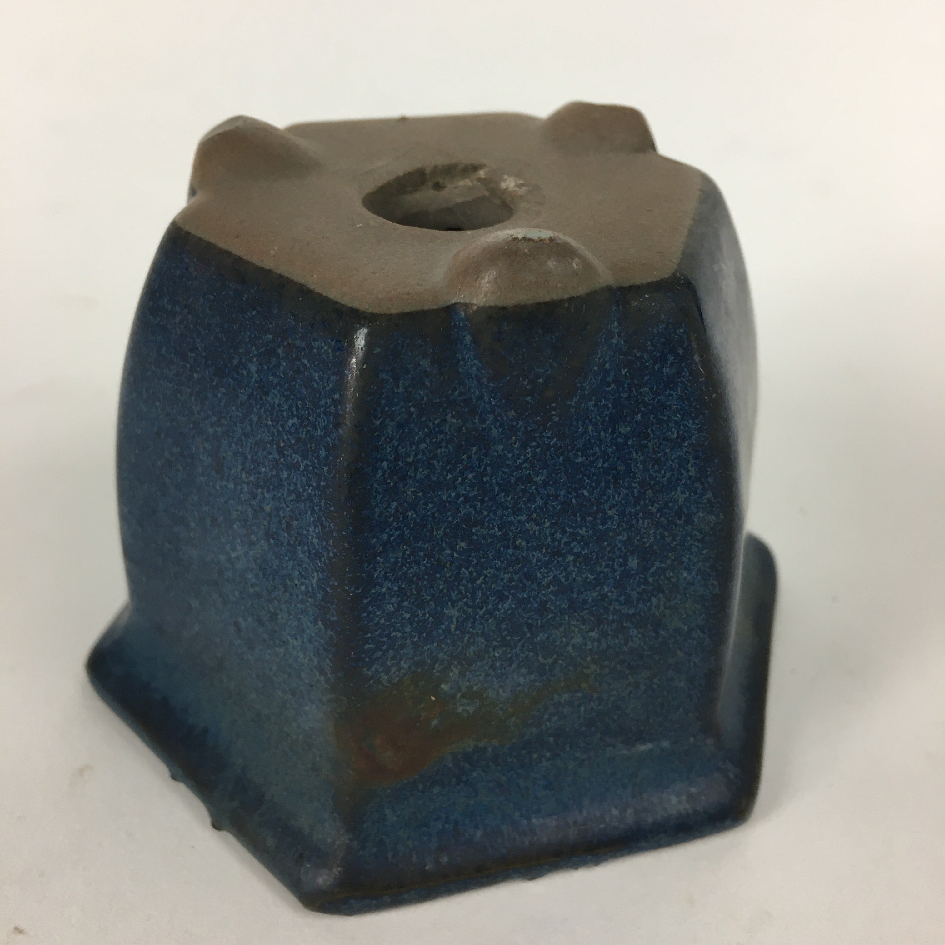 Japanese Ceramic Small Bonsai Pot Vtg Pottery House Plant Flower Pot Blue PP872