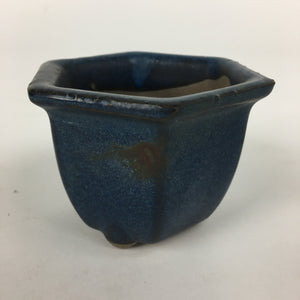 Japanese Ceramic Small Bonsai Pot Vtg Pottery House Plant Flower Pot Blue PP872