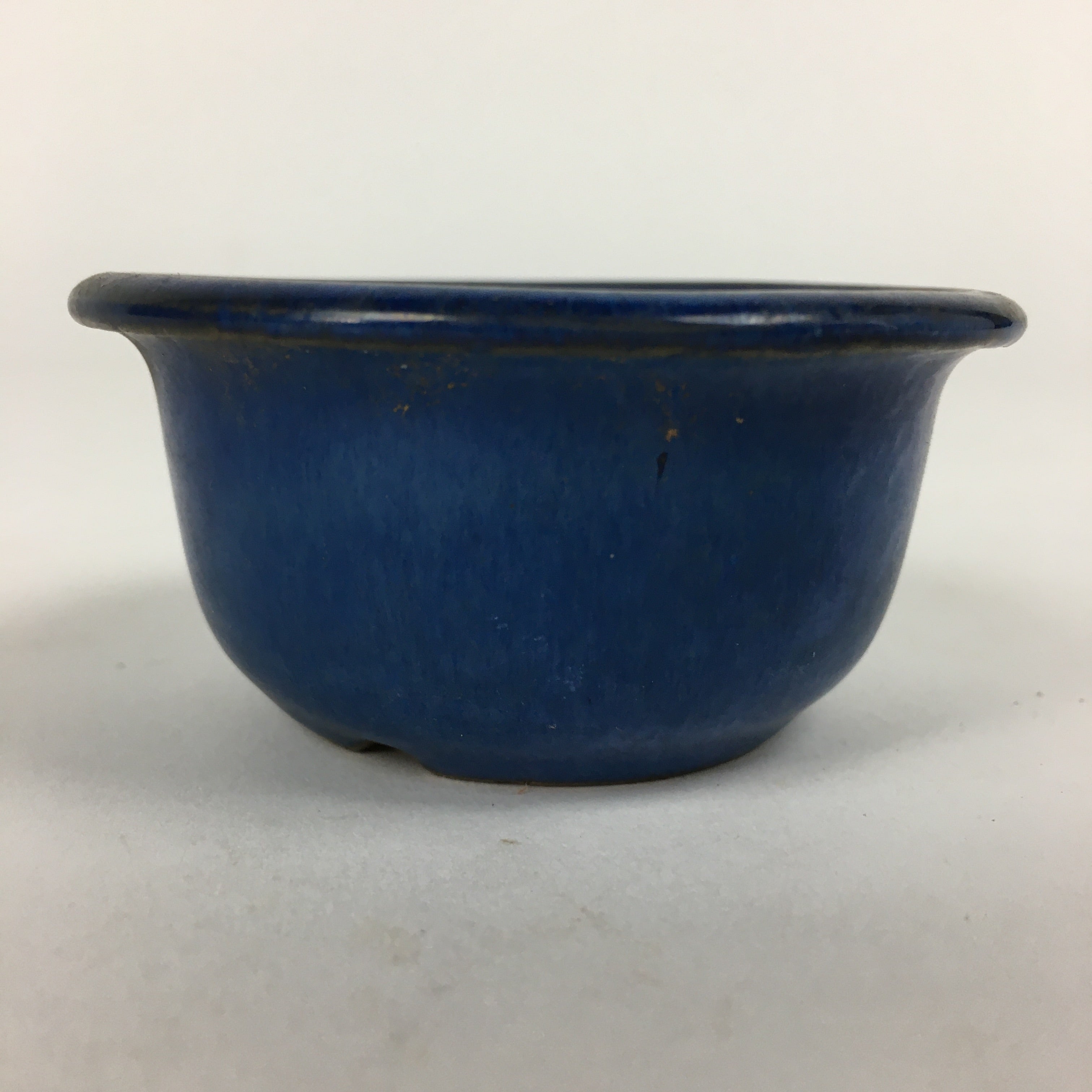 Japanese Ceramic Small Bonsai Pot Vtg Pottery House Plant Flower Pot Blue PP873