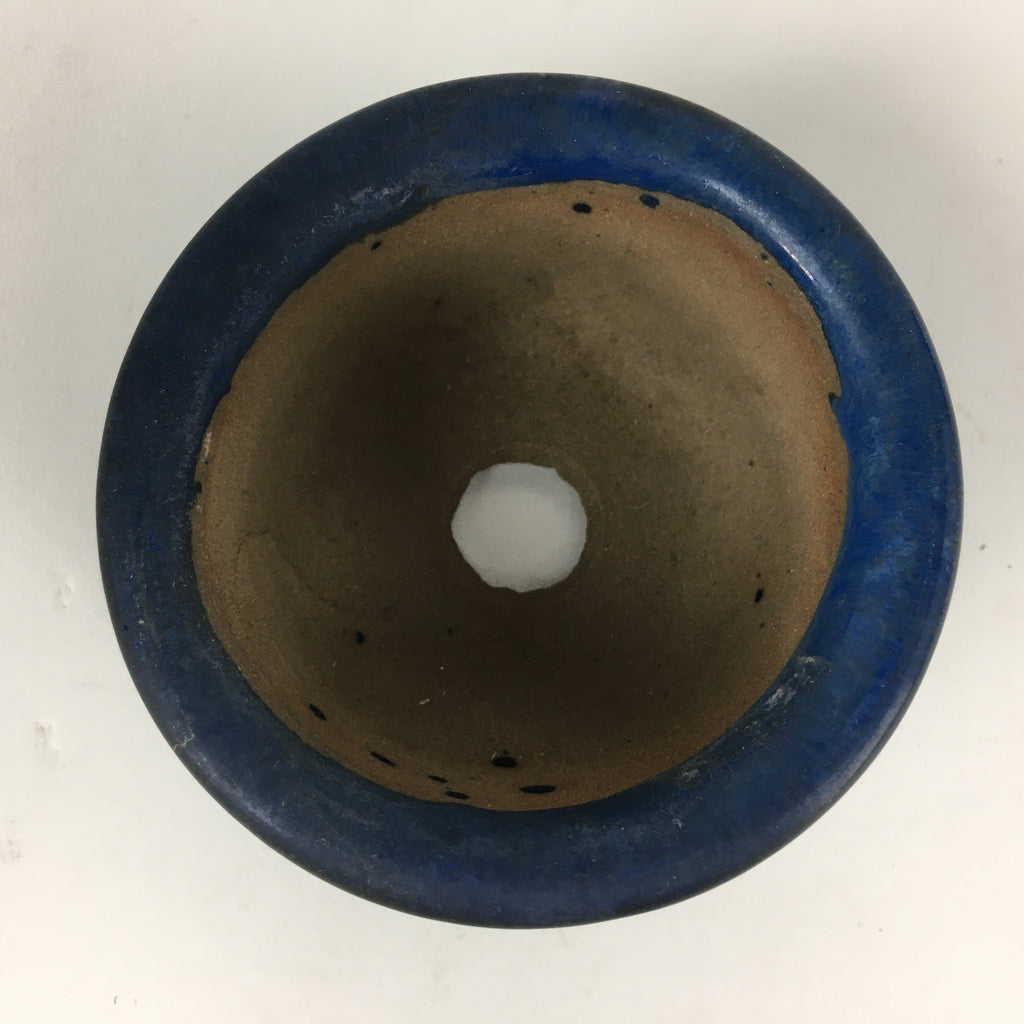 Japanese Ceramic Small Bonsai Pot Vtg Pottery House Plant Flower Pot Blue PP873