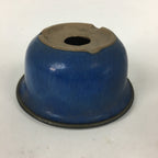 Japanese Ceramic Small Bonsai Pot Vtg Pottery House Plant Flower Pot Blue PP873