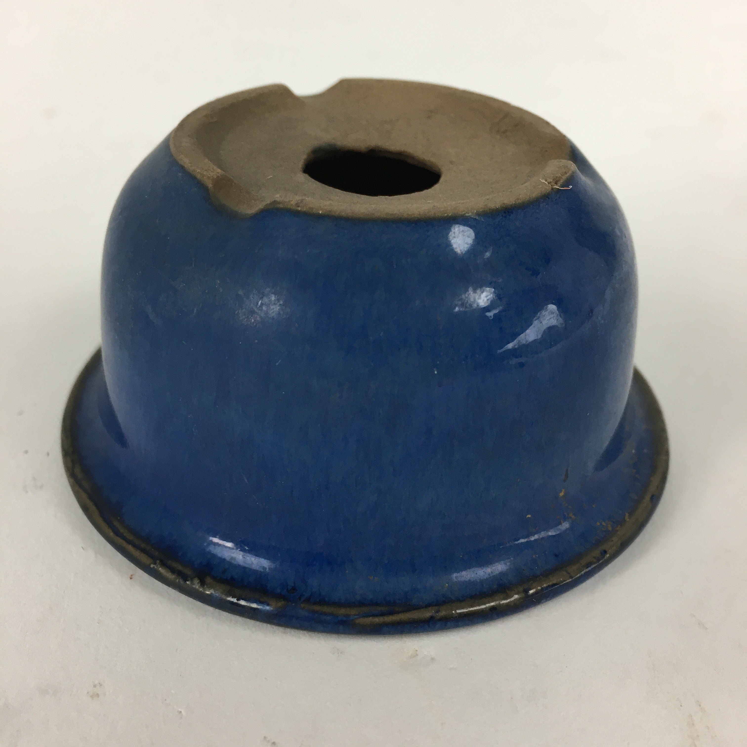 Japanese Ceramic Small Bonsai Pot Vtg Pottery House Plant Flower Pot Blue PP873