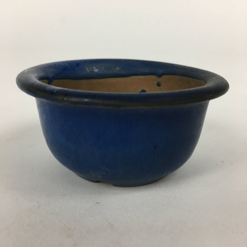 Japanese Ceramic Small Bonsai Pot Vtg Pottery House Plant Flower Pot Blue PP873