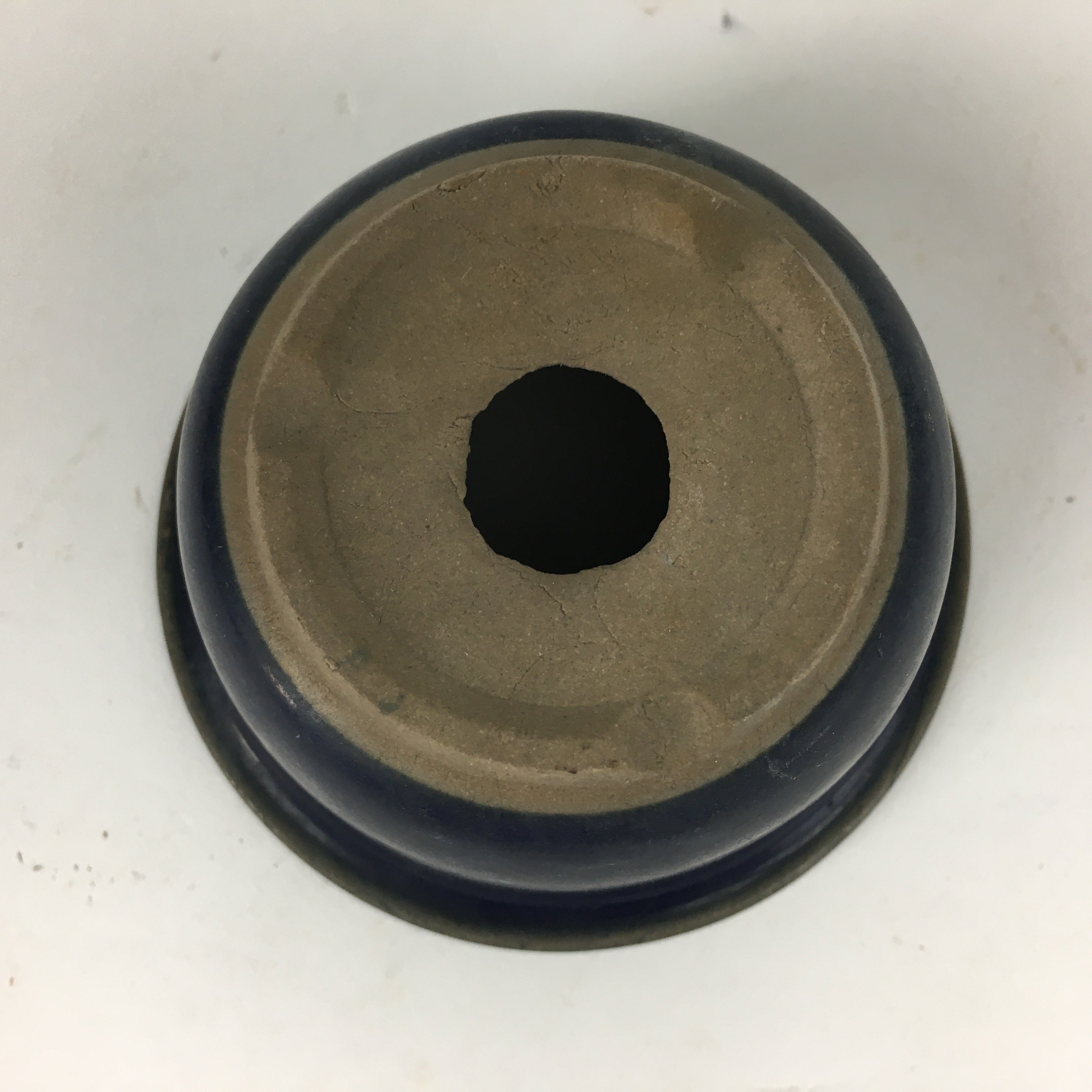 Japanese Ceramic Small Bonsai Pot Vtg Pottery House Plant Flower Pot Blue PP874