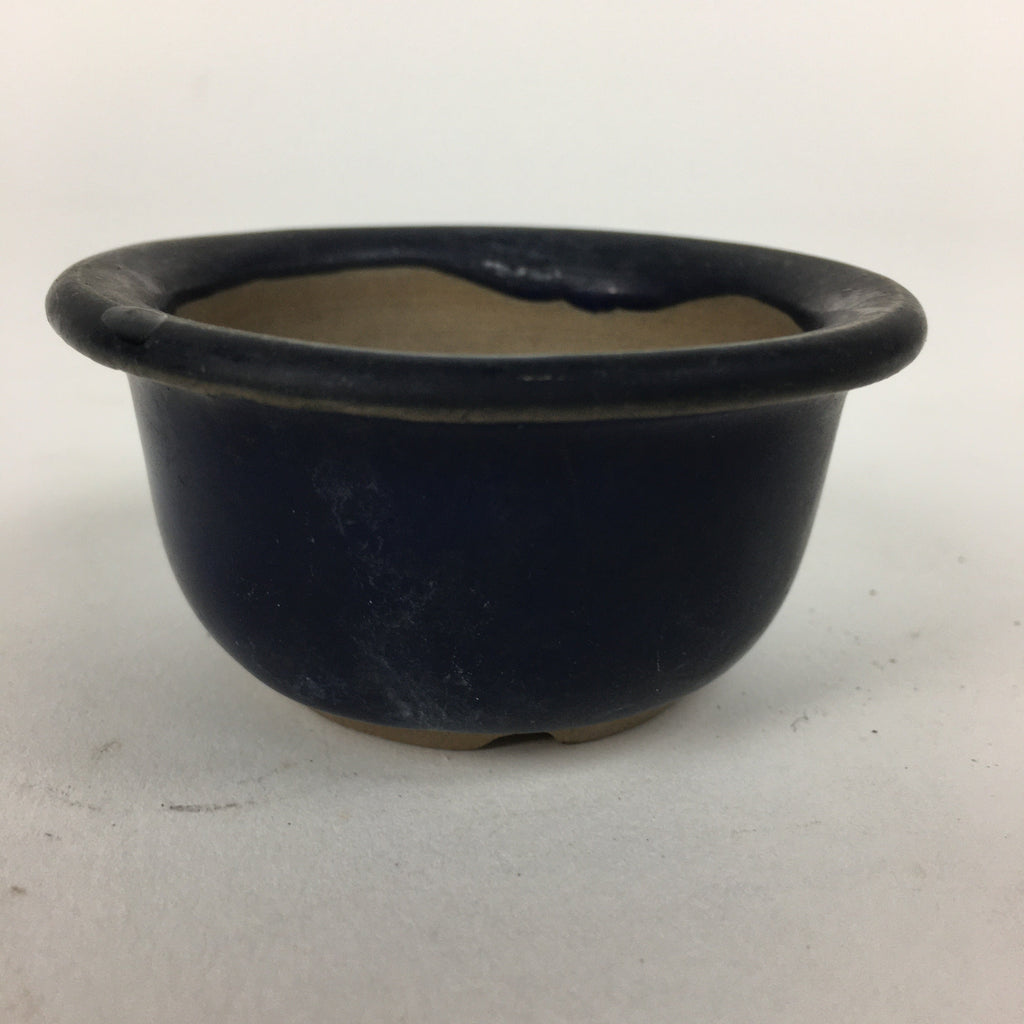 Japanese Ceramic Small Bonsai Pot Vtg Pottery House Plant Flower Pot Blue PP874