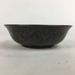 Japanese Ceramic Small Bowl Vtg Brown Pottery White Square Blue Flower PP640