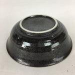 Japanese Ceramic Small Bowl Vtg Brown Pottery White Square Blue Flower PP640