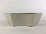 Japanese Ceramic Small Bowl Vtg Fan-shape Pottery White Brown PP464