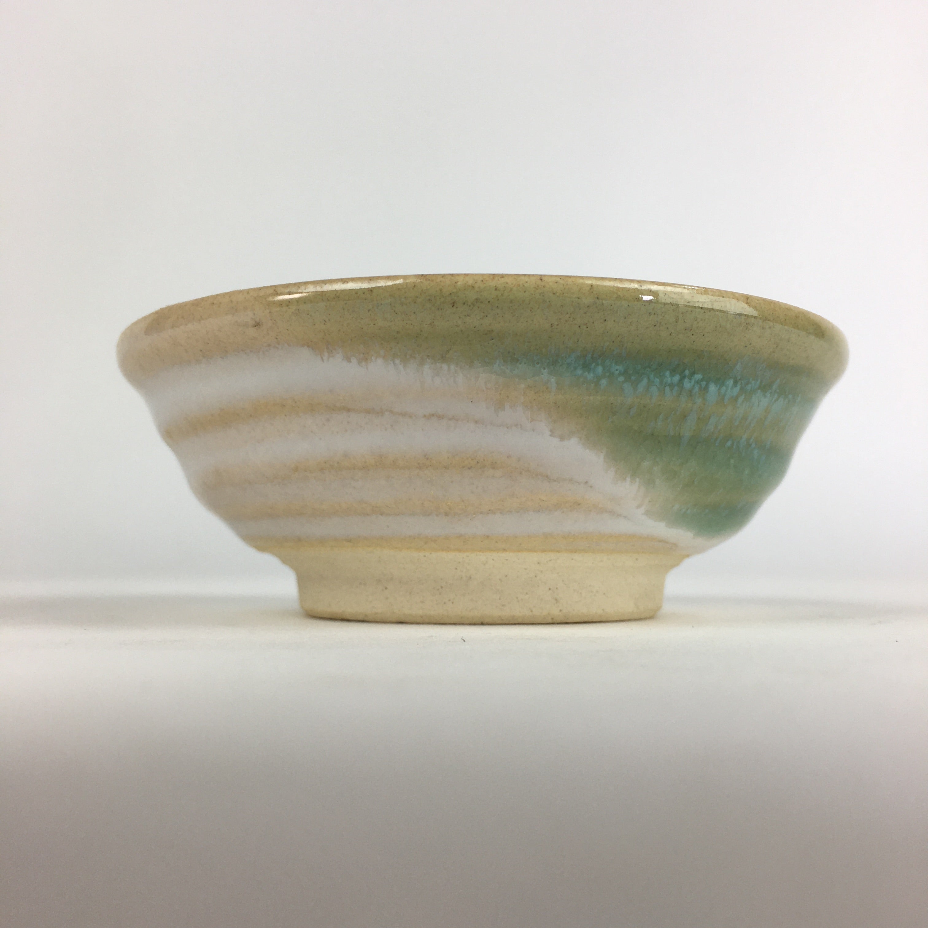 Japanese Ceramic Small Bowl Vtg Pottery Kobachi Green White PP924