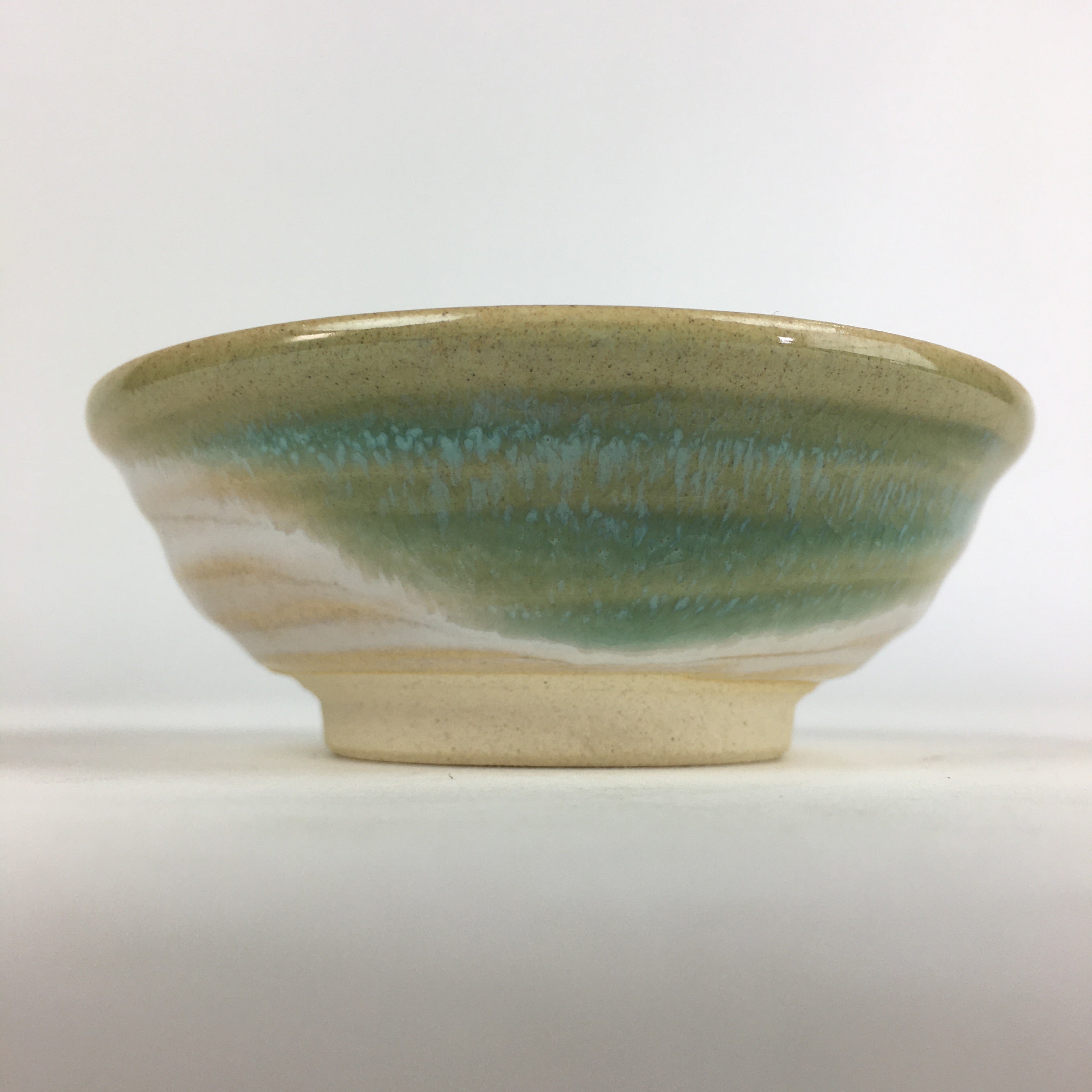 Japanese Ceramic Small Bowl Vtg Pottery Kobachi Green White PP924