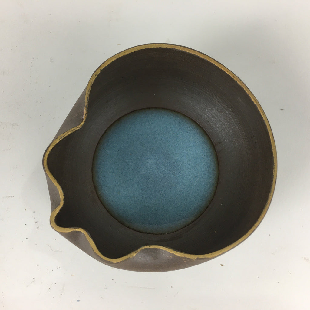 Japanese Ceramic Small Bowl Vtg Pottery Yakimono Brown Blue Kobachi PP797