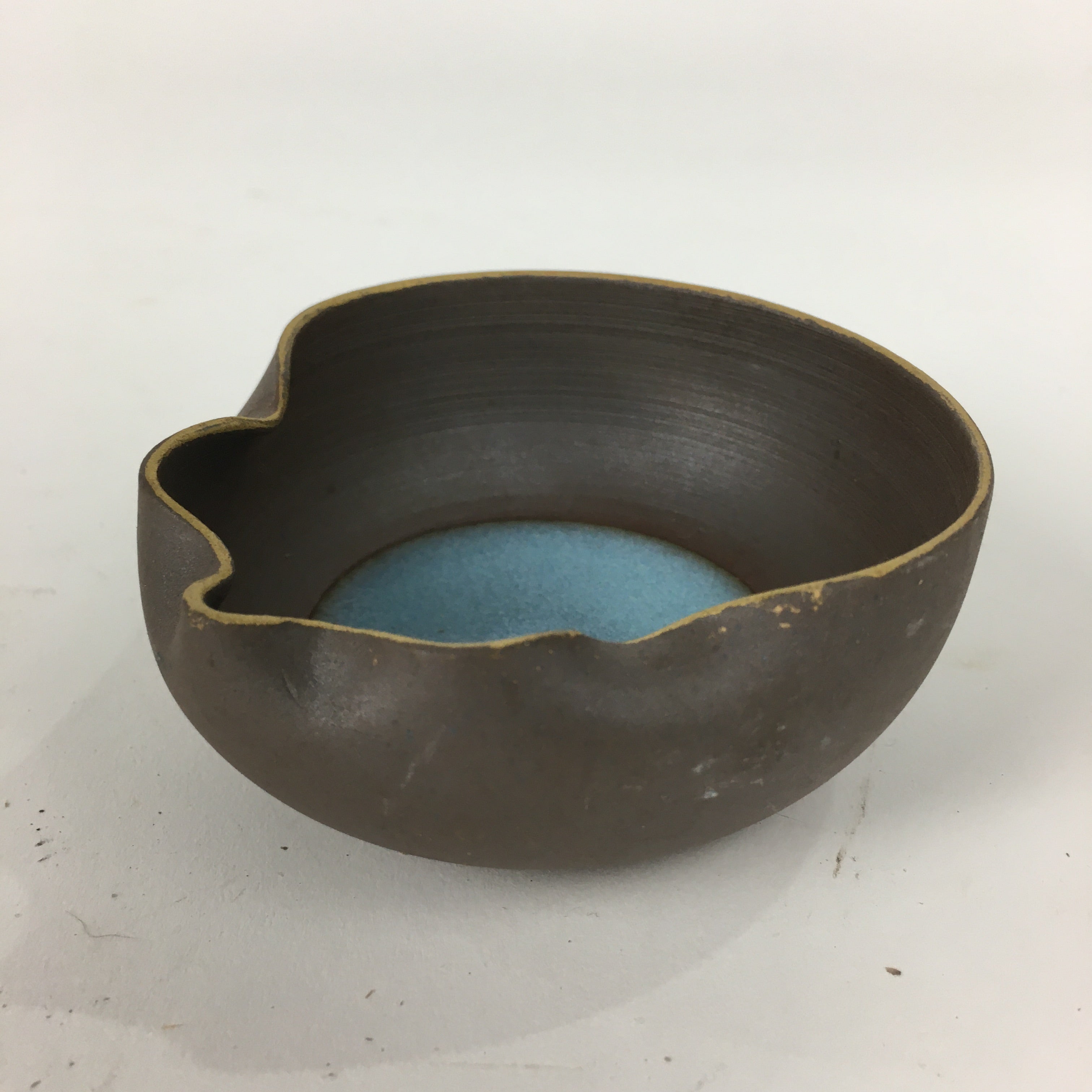 Japanese Ceramic Small Bowl Vtg Pottery Yakimono Brown Blue Kobachi PP797