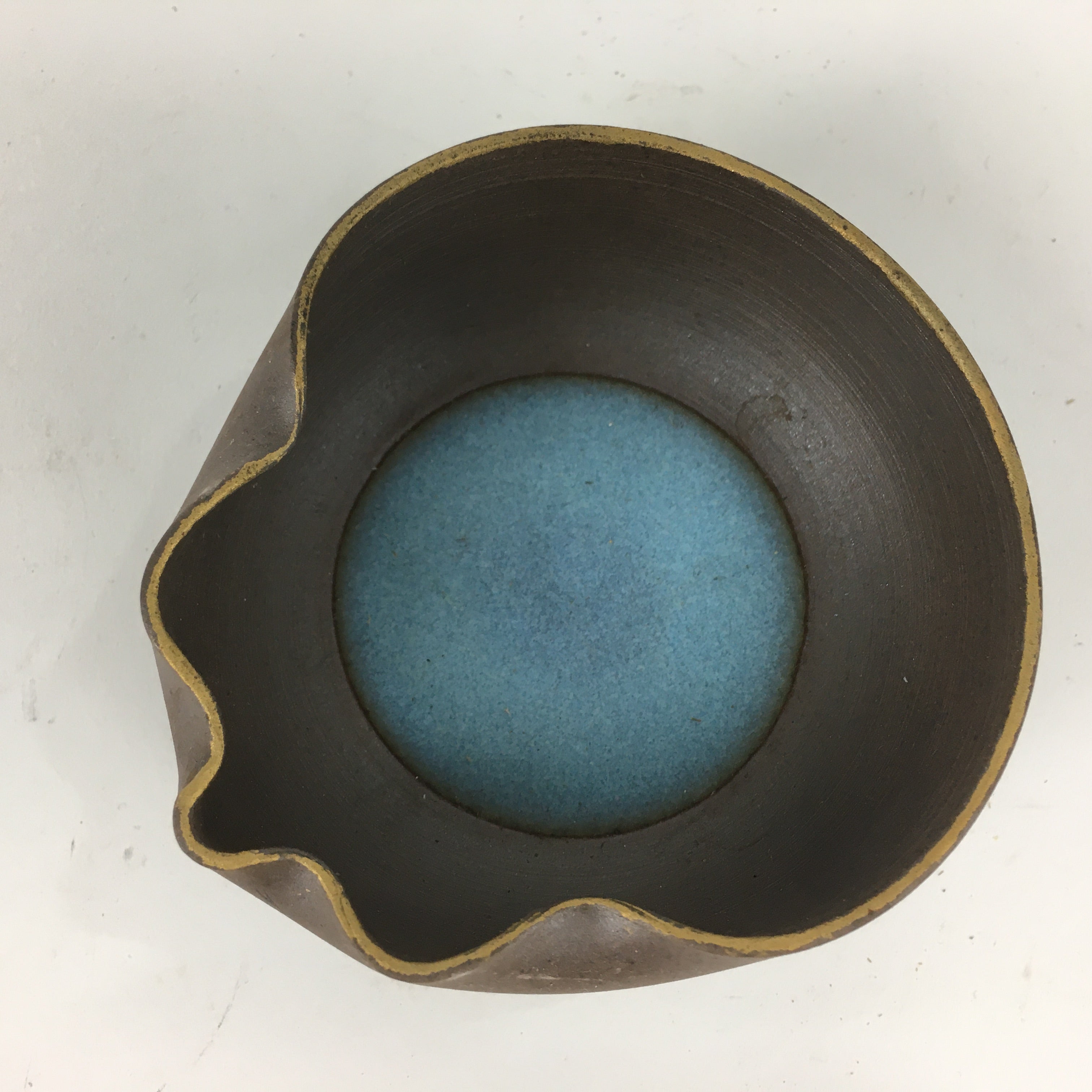 Japanese Ceramic Small Bowl Vtg Pottery Yakimono Brown Blue Kobachi PP798