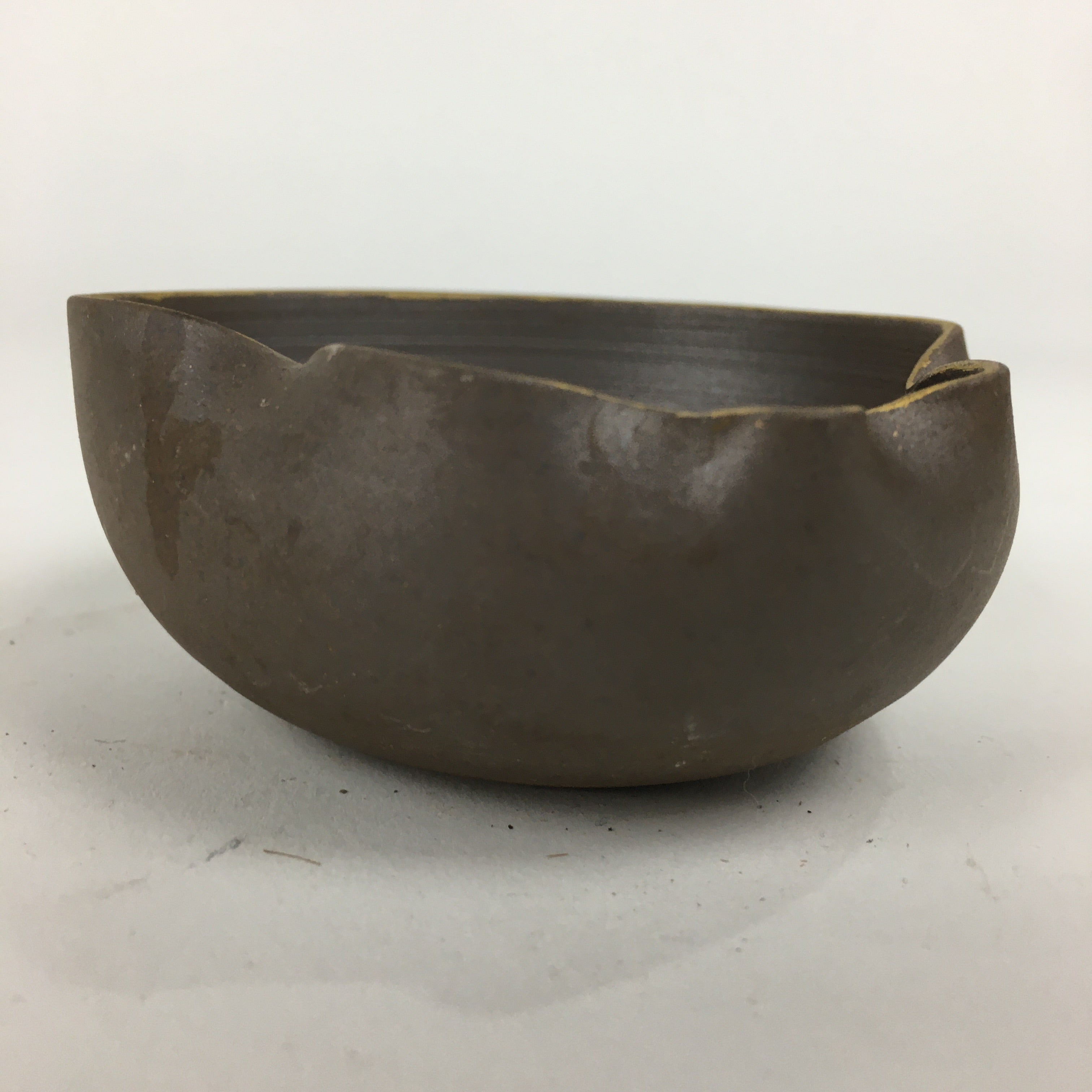 Japanese Ceramic Small Bowl Vtg Pottery Yakimono Brown Blue Kobachi PP798