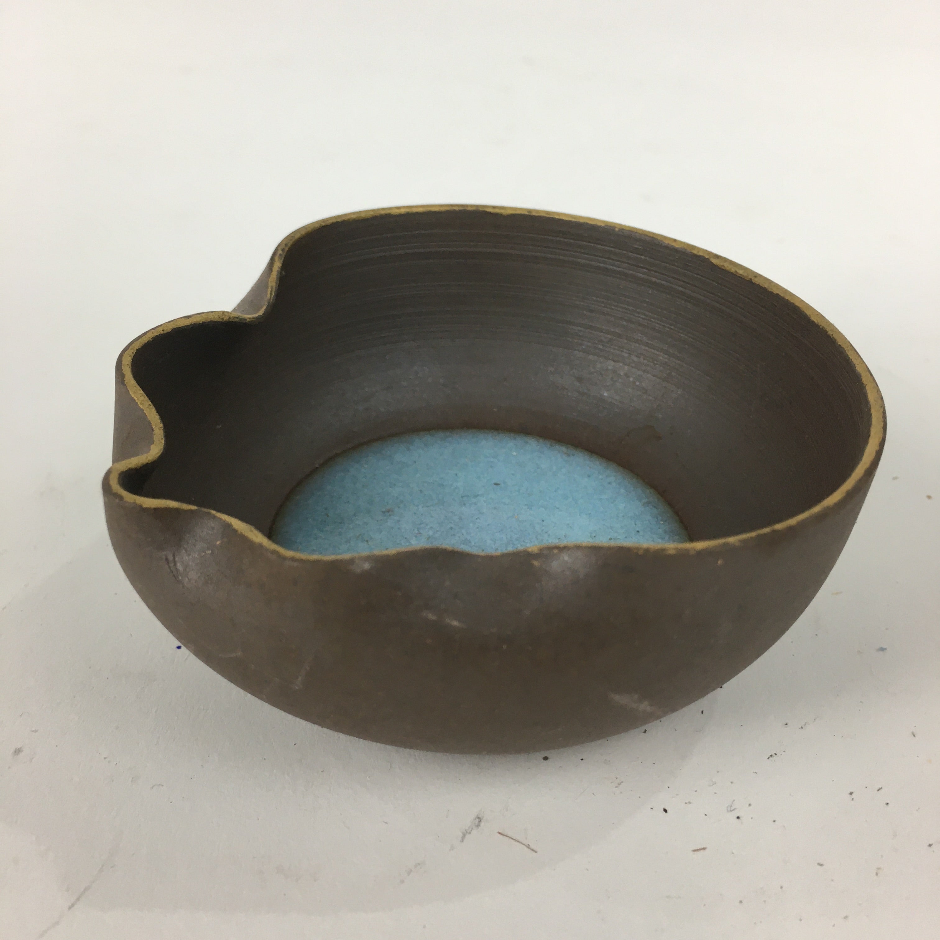 Japanese Ceramic Small Bowl Vtg Pottery Yakimono Brown Blue Kobachi PP798