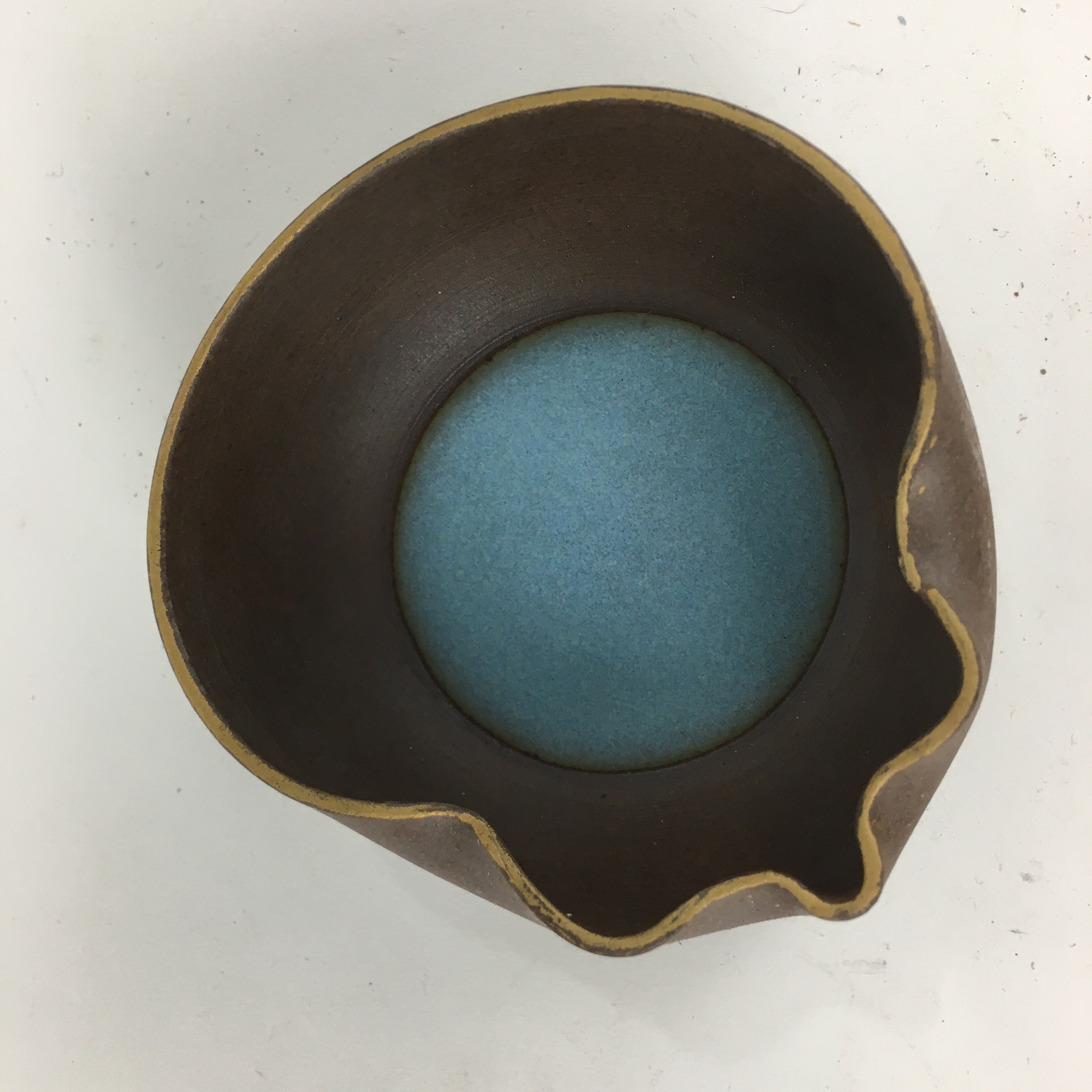 Japanese Ceramic Small Bowl Vtg Pottery Yakimono Brown Blue Kobachi PP799