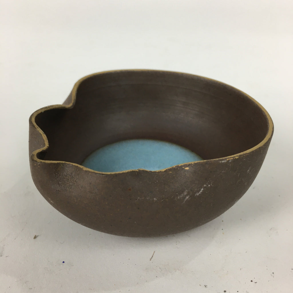 Japanese Ceramic Small Bowl Vtg Pottery Yakimono Brown Blue Kobachi PP799