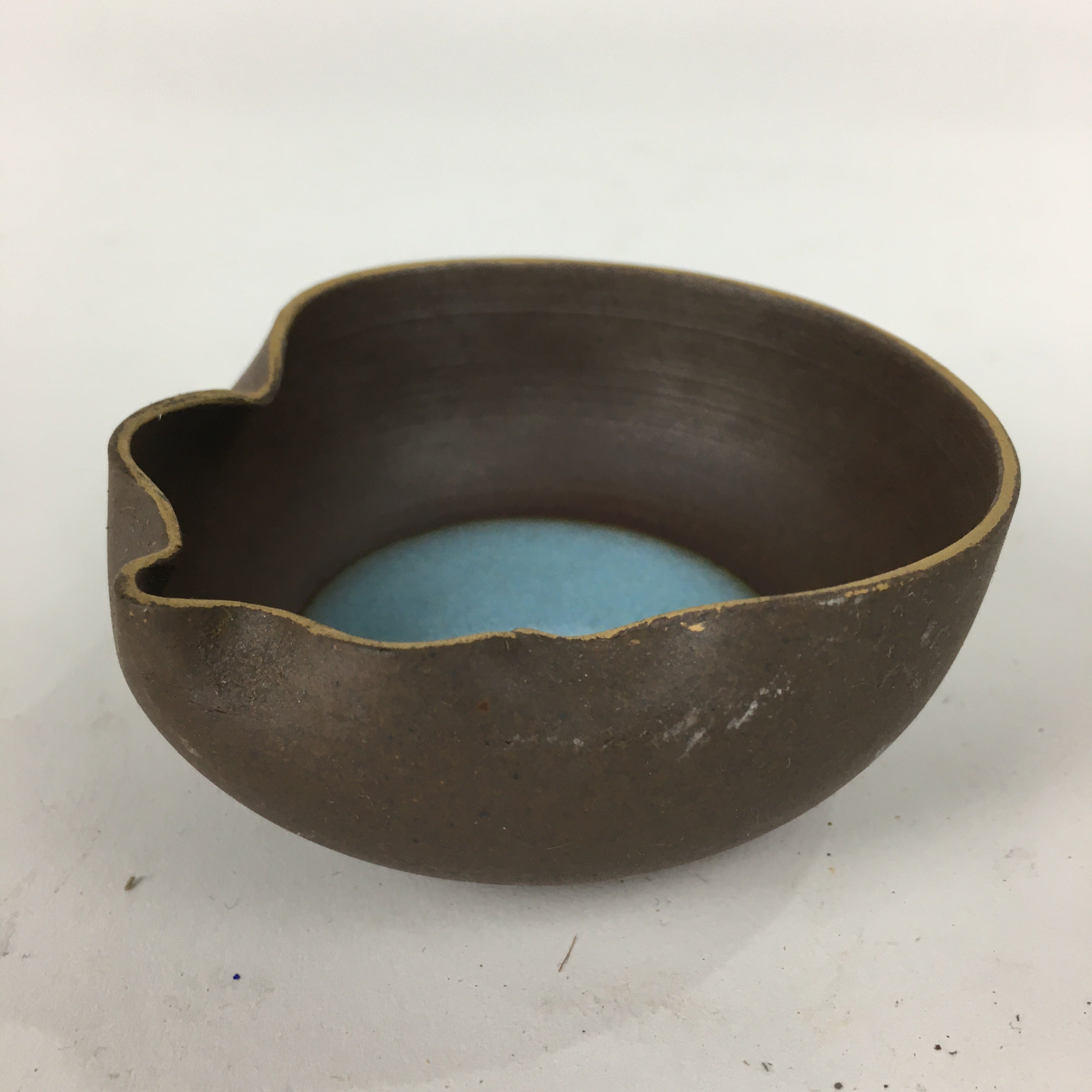 Japanese Ceramic Small Bowl Vtg Pottery Yakimono Brown Blue Kobachi PP799