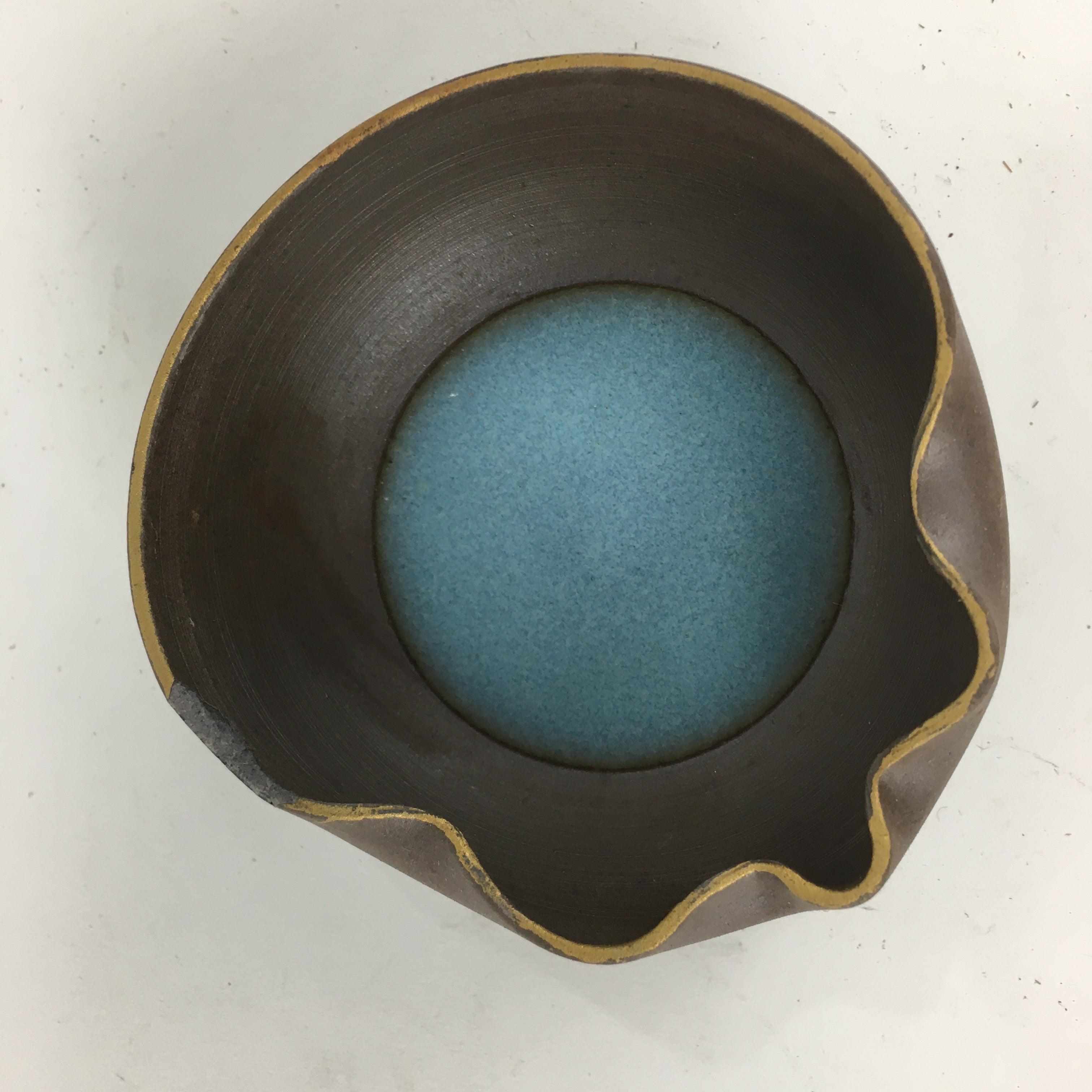 Japanese Ceramic Small Bowl Vtg Pottery Yakimono Brown Blue Kobachi PP800