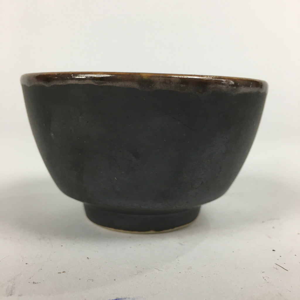 Japanese Ceramic Small Cup Vtg Pottery Yunomi Guinomi Sencha Sake Black TC273
