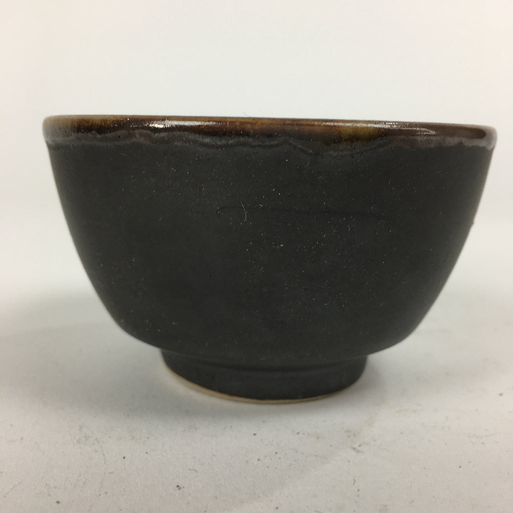 Japanese Ceramic Small Cup Vtg Pottery Yunomi Guinomi Sencha Sake Black TC273