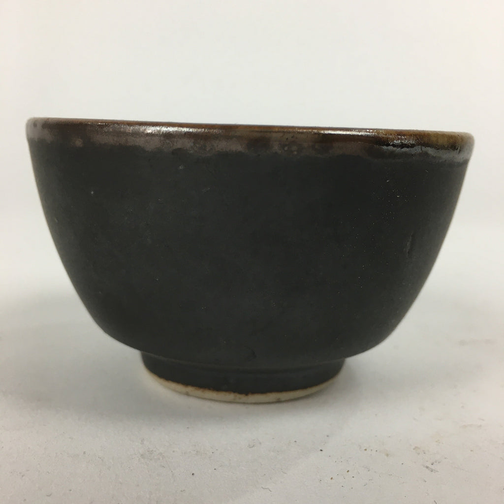 Japanese Ceramic Small Cup Vtg Pottery Yunomi Guinomi Sencha Sake Black TC273