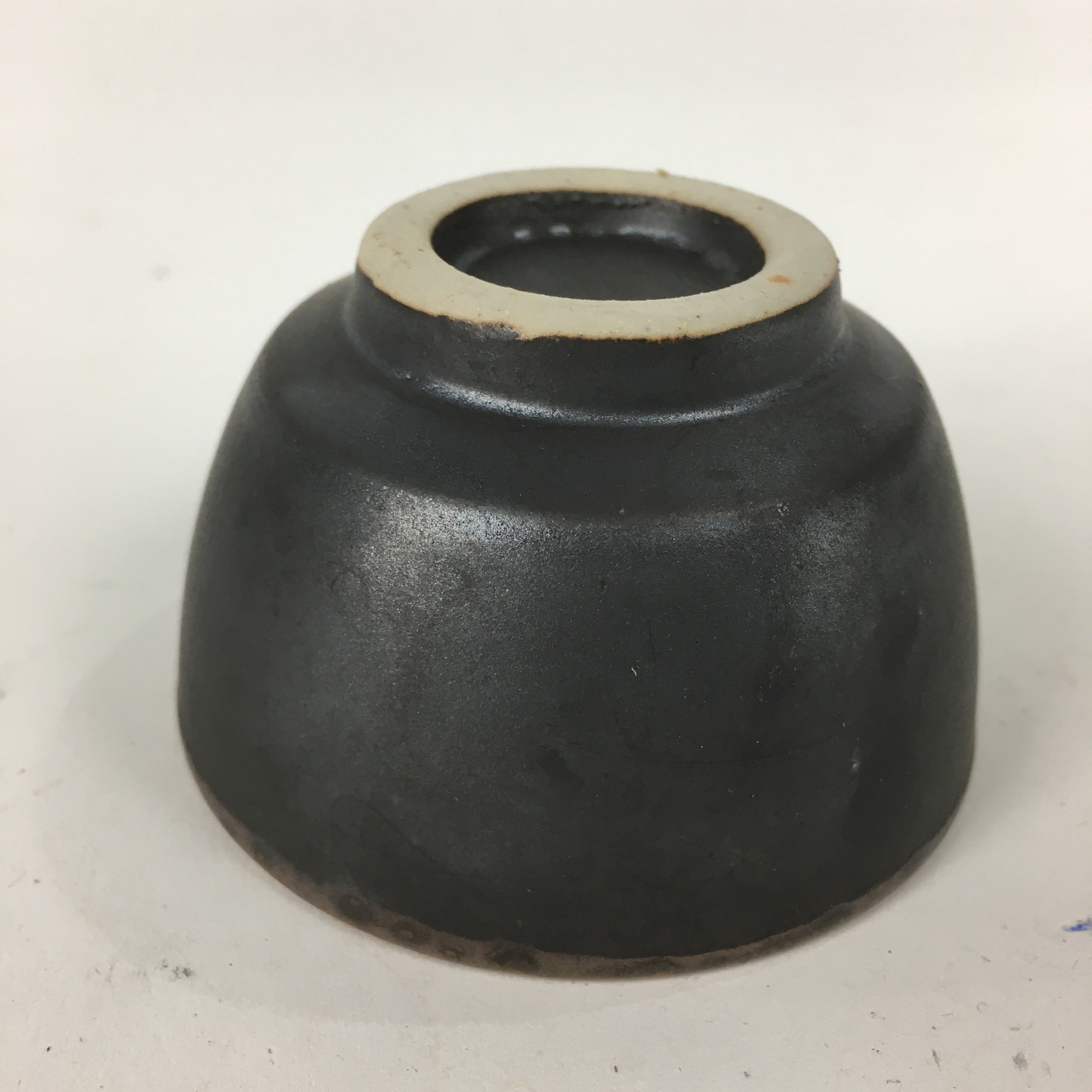 Japanese Ceramic Small Cup Vtg Pottery Yunomi Guinomi Sencha Sake Black TC273