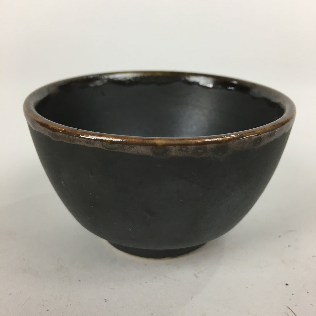 Japanese Ceramic Small Cup Vtg Pottery Yunomi Guinomi Sencha Sake Black TC273