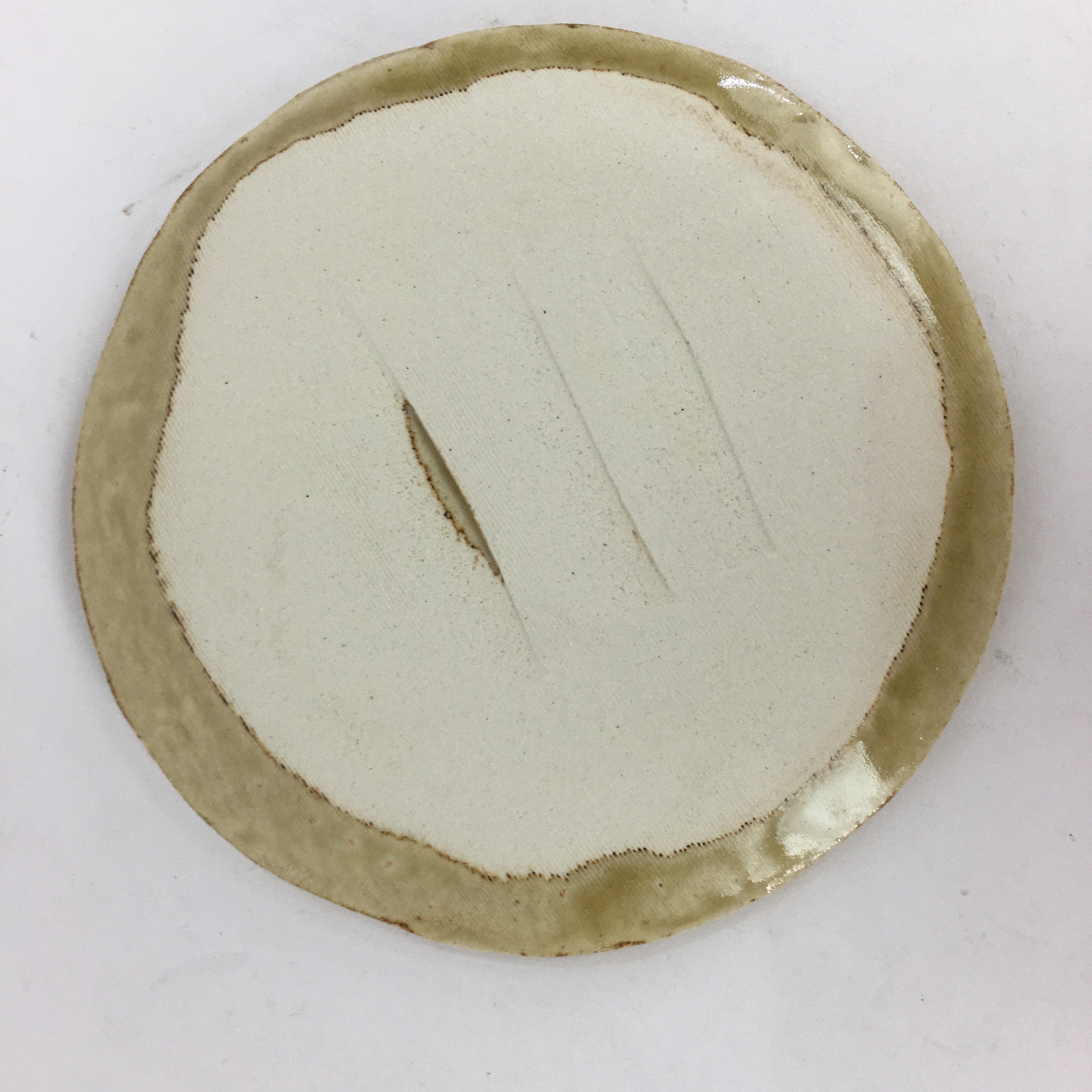Japanese Ceramic Small Plate Kiseto ware Kozara Vtg Round Pottery Yellow PP580