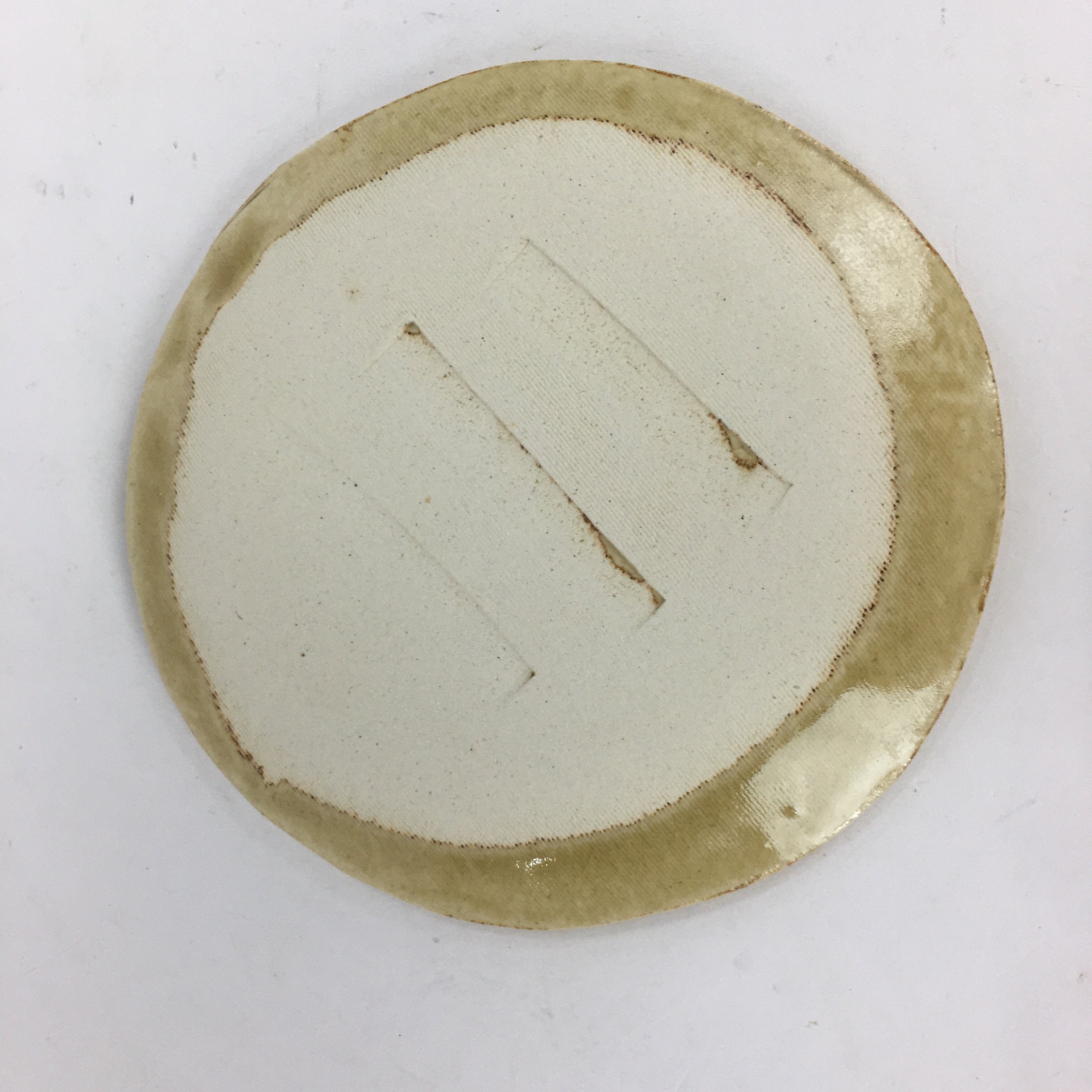 Japanese Ceramic Small Plate Kiseto ware Kozara Vtg Round Pottery Yellow PP581