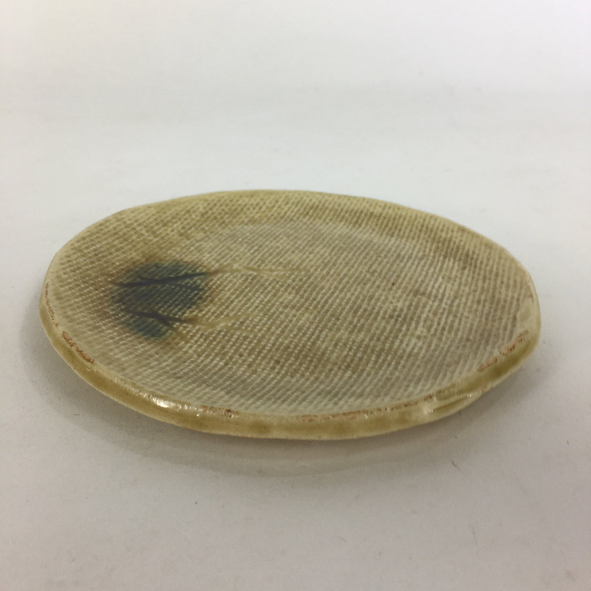 Japanese Ceramic Small Plate Kiseto ware Kozara Vtg Round Pottery Yellow PP582