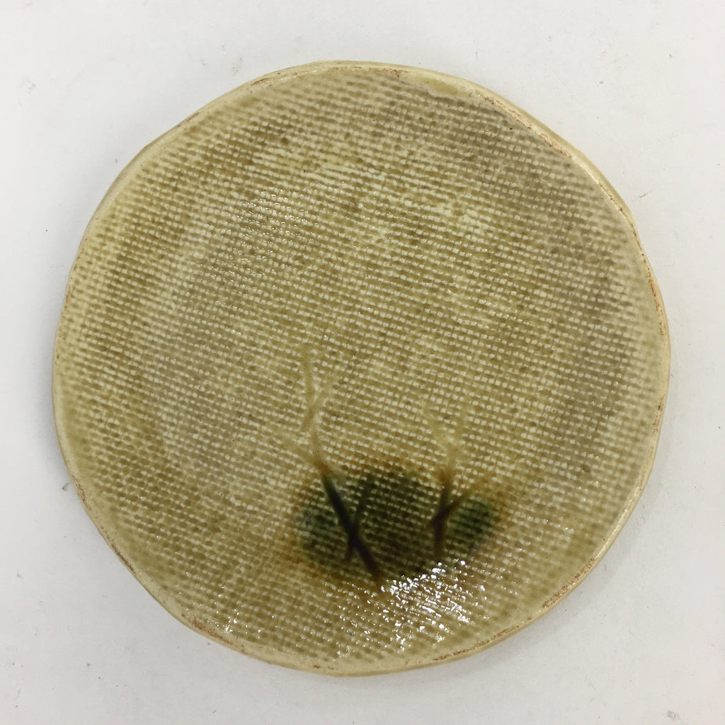 Japanese Ceramic Small Plate Kiseto ware Kozara Vtg Round Pottery Yellow PP582